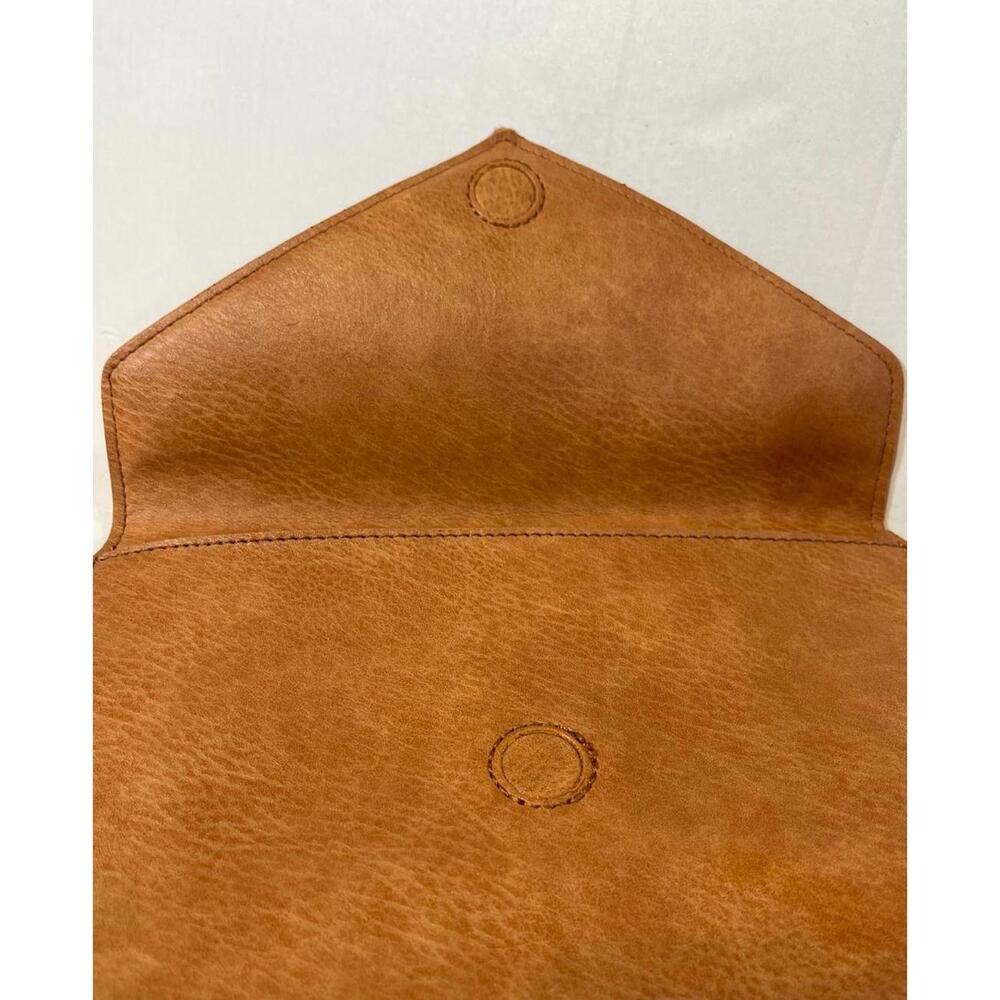 Trendy Brown Faux Leather Envelope Clutch - Picture 2 of 5